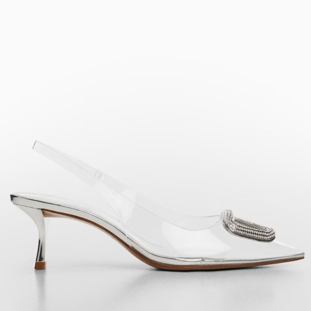 Mango Clear PVC Slingback Heels with Silver Accents - Picture 4 of 13